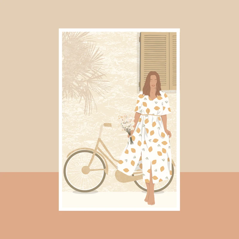 Carte la femme au vélo