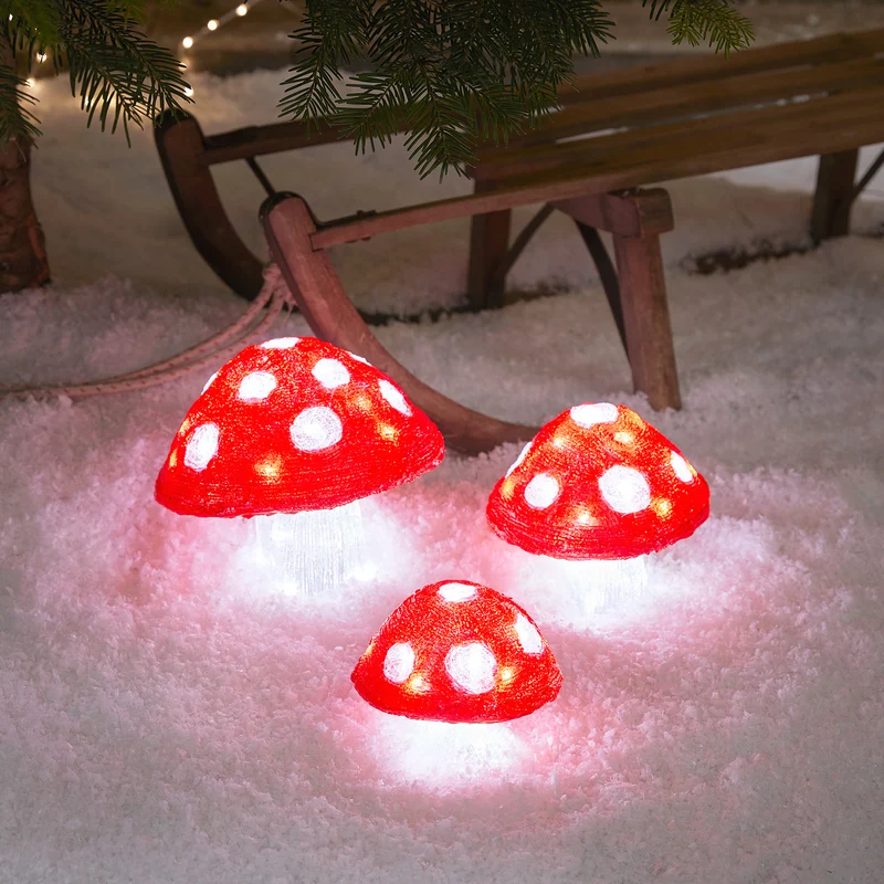 3 Champignons Lumineux en Acrylique