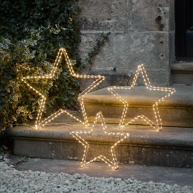 Lot de 3 Étoiles Lumineuses Autoportantes à Micro LED