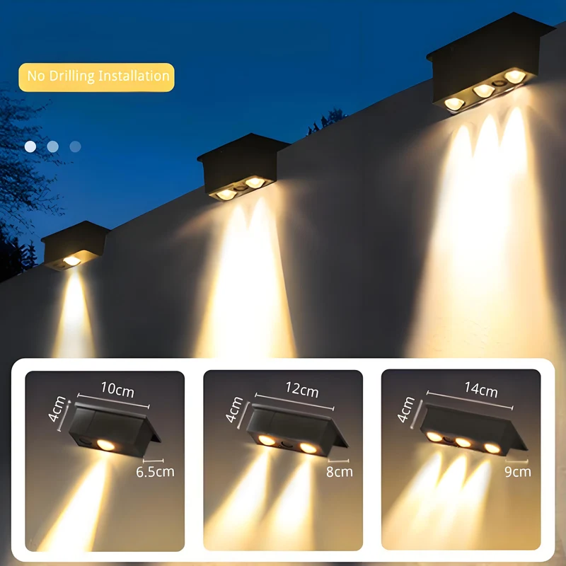 Quntis Warm White Solar Fence Lights, Decorative Wall Wash IP65 Waterproof Lighting for Outdoor Fence and Yard