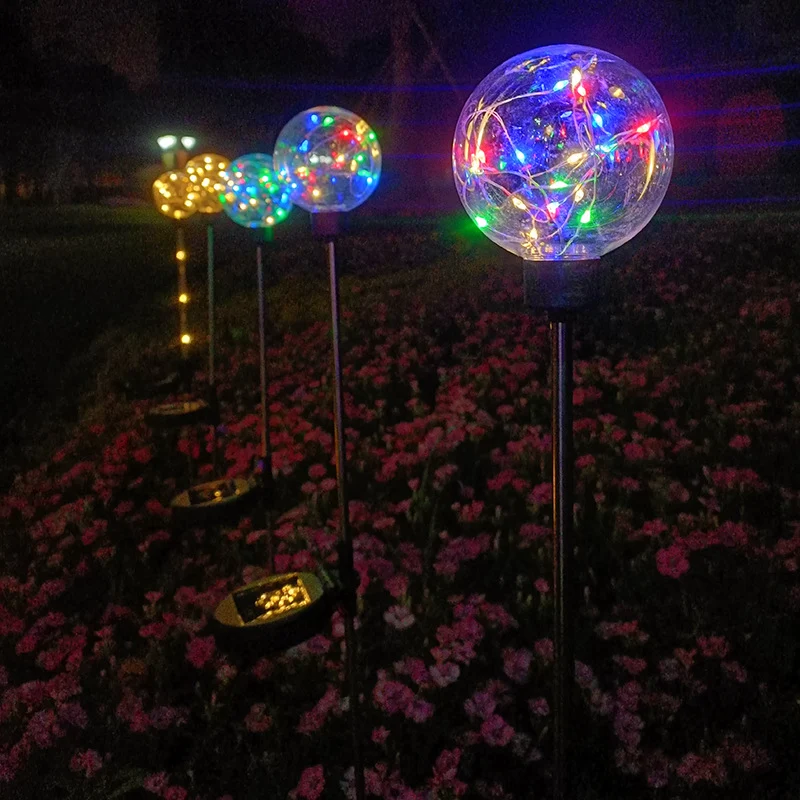 Quntis Solar Christmas Lights – Glowing Copper Wire LED Ball Garden Stake Lights for Lawn, Patio, Villa & Outdoor Holiday Decor=