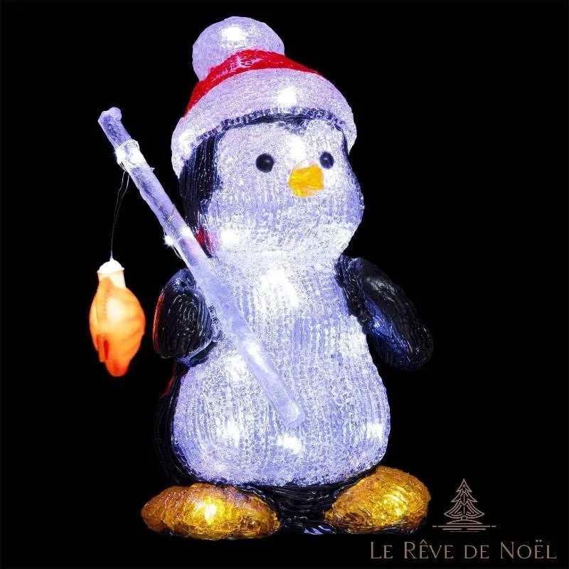 Pingouin lumineux acrylique illuminé