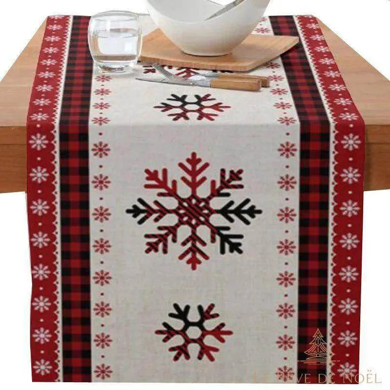 Chemin de table Noël flocon de neige