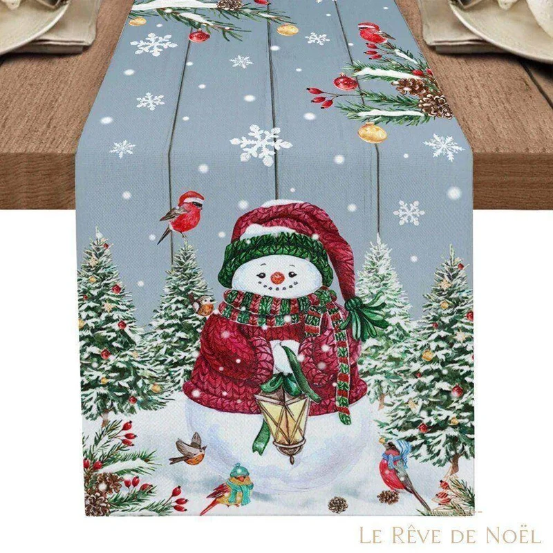 Chemin de table Noël Bleu