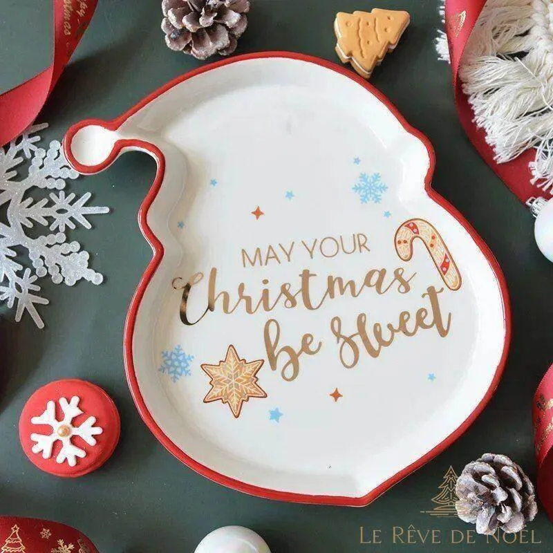 Assiette déco de noël - Etoile, Père Noël, gant, étoile