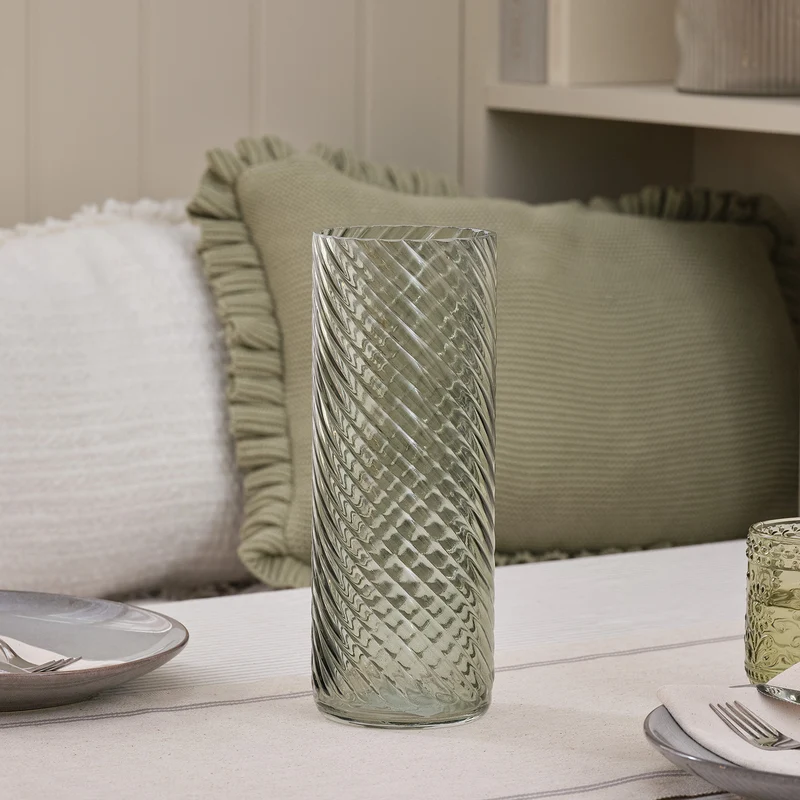 Vase en Verre Texturé Vert