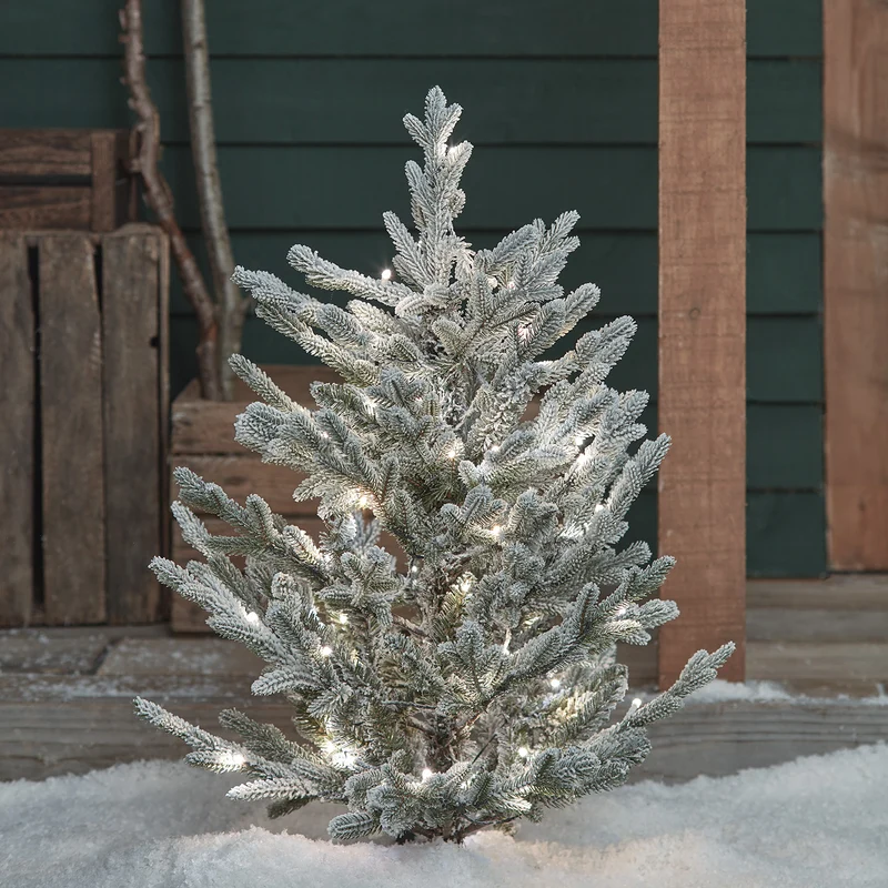 Sapin de Noël de 91cm sur Piquet et à LED Bicolore, Effet Givré