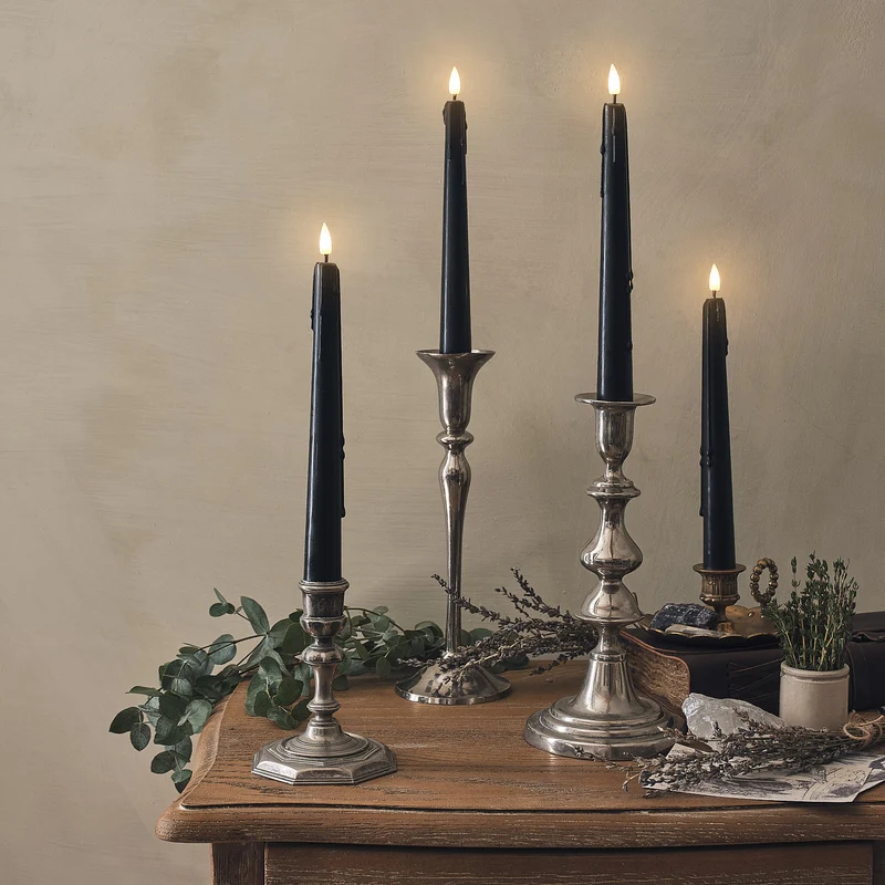 4 Chandelles TruGlow® Noires à Cire Coulante avec Télécommande