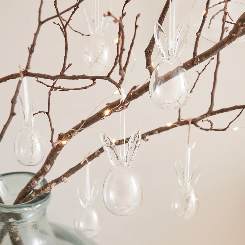 6 Œufs de Pâques aux Oreilles de Lapin en Verre Transparent