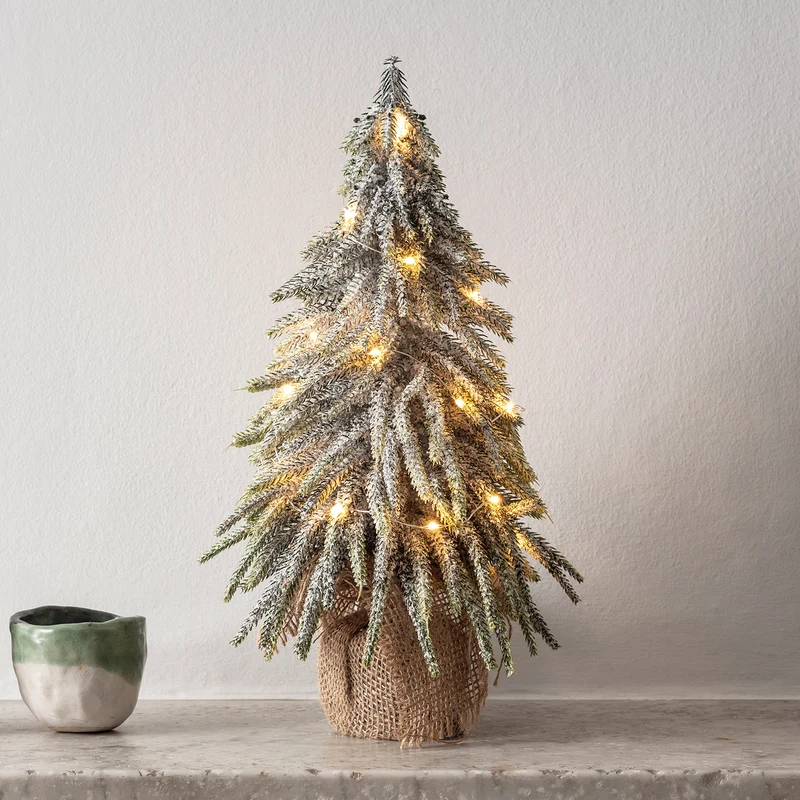 Lot Sapin Artificiel Miniature et Guirlande à Micro LED