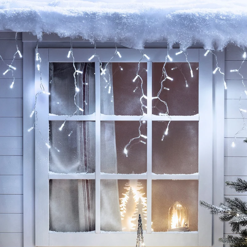Guirlande Stalactite Core Connect 4m 128 LED Blanche Câble Transparent Raccordable