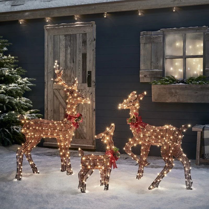 Famille de Rennes de Noël Lumineux Harewood Marrons
