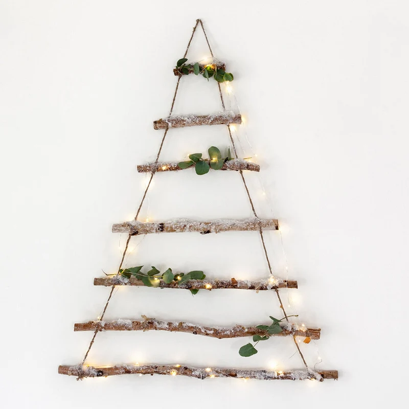 Lot de Sapin de Noël à Suspendre avec Branches Enneigées et Micro LED