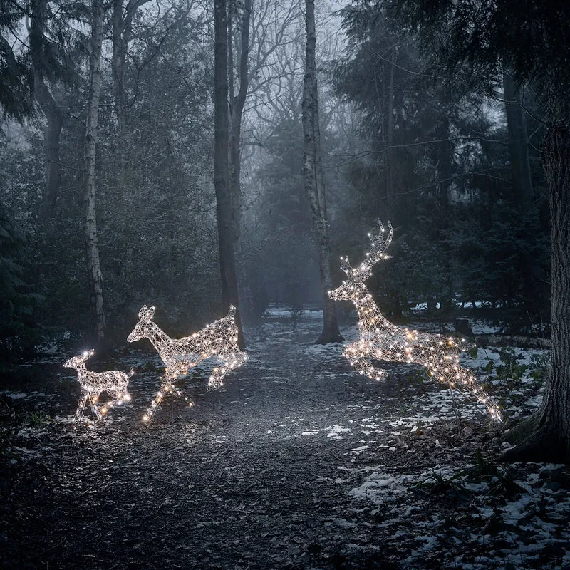 Trio de Rennes de Noël Harlow en Rotin à LED Bicolore