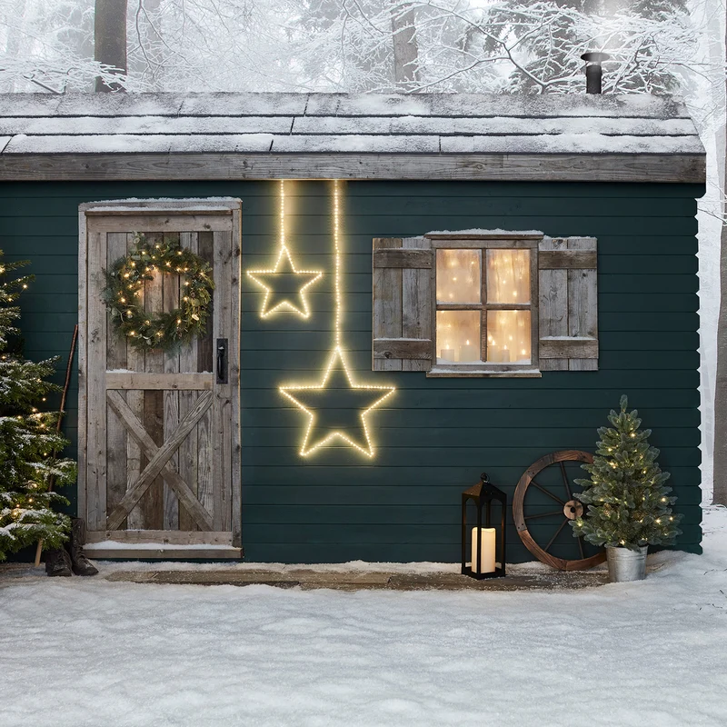 Lot de 2 Étoiles Lumineuses Extérieures à Suspendre