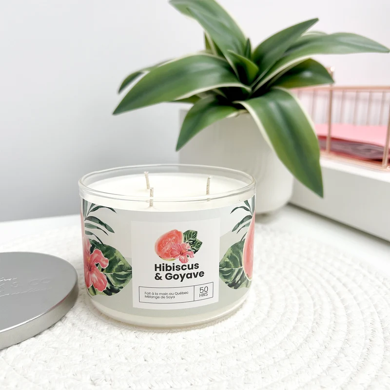 Chandelle 3 mèches - Hibiscus et Goyave