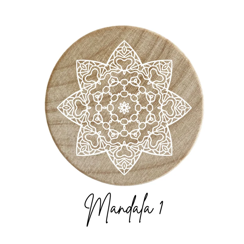 Wooden Knob with Embossed Mandala Design - More Designs Available