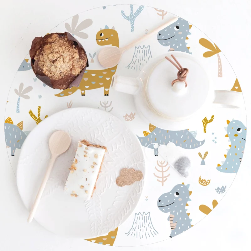 Set de Table Enfant Dinosaures Bleus et Orange