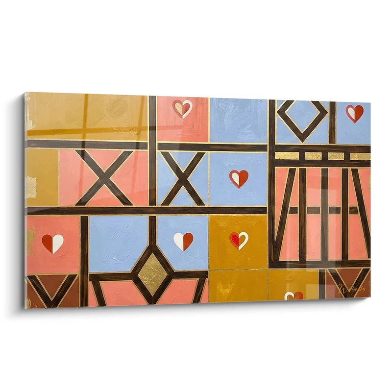 Tableau Art Géométrique - Colombages Alsaciens Stylisés - Edition Alsace