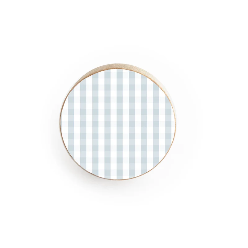 Pomo de puerta de madera con diseño de cuadros vichy en relieve (varios colores disponibles)