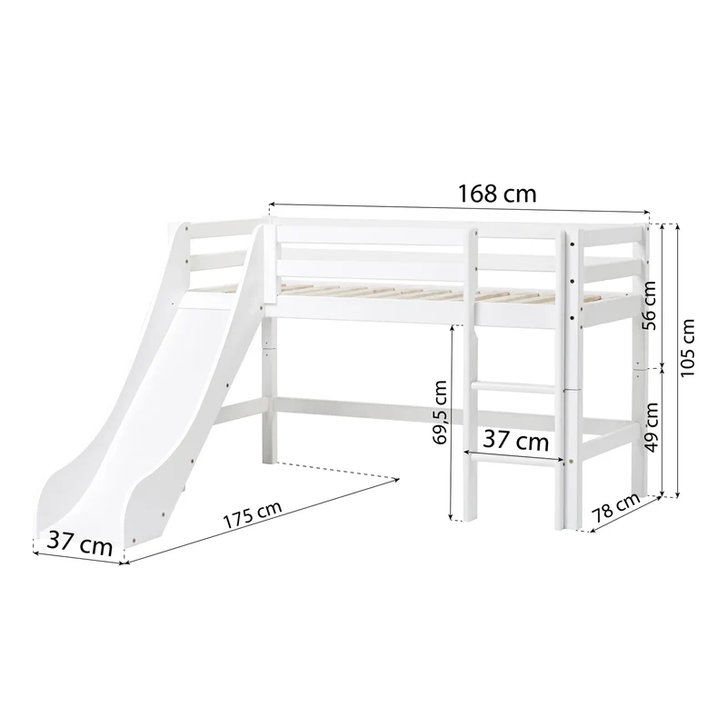 Lit mezzanine Hoppekids ECO Dream avec toboggan - Plusieurs tailles disponibles