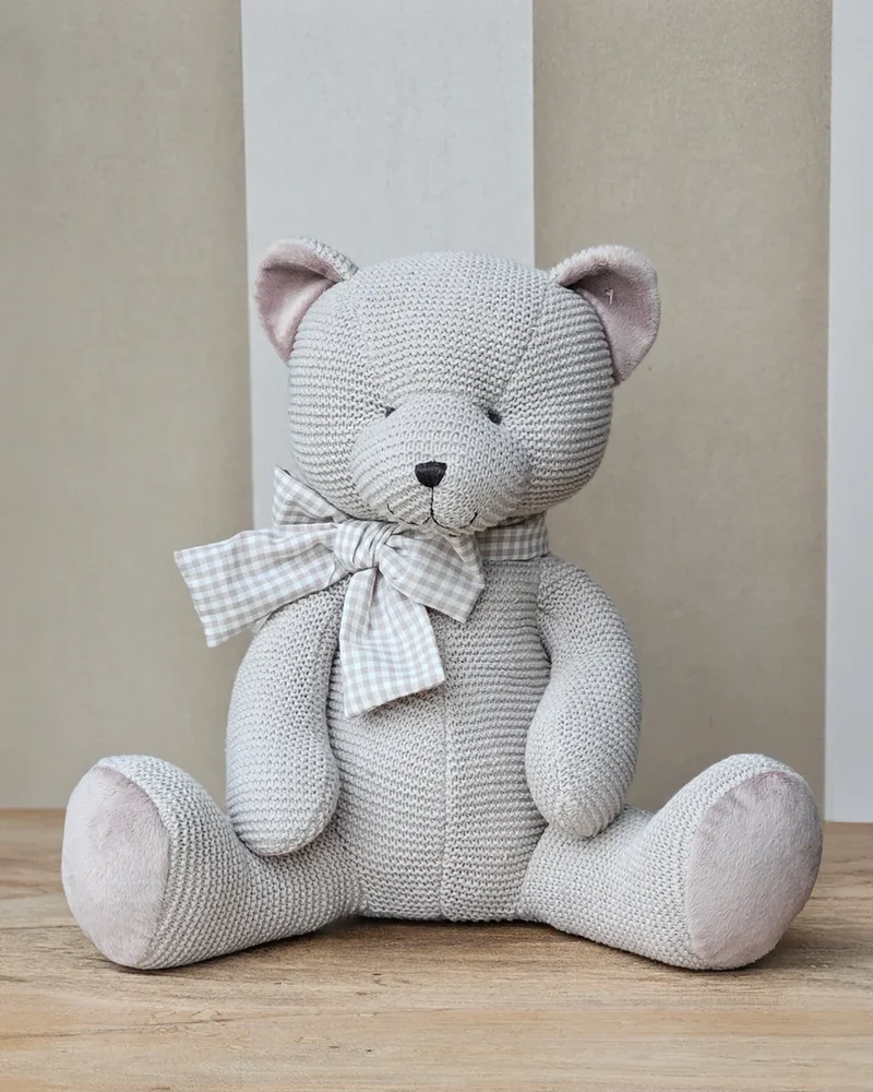 Peluche ours en maille beige