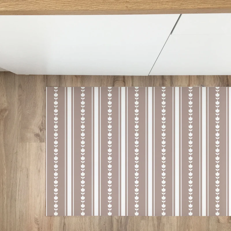 Flower Linen Vinyl Rug - More Sizes and Colors Available
