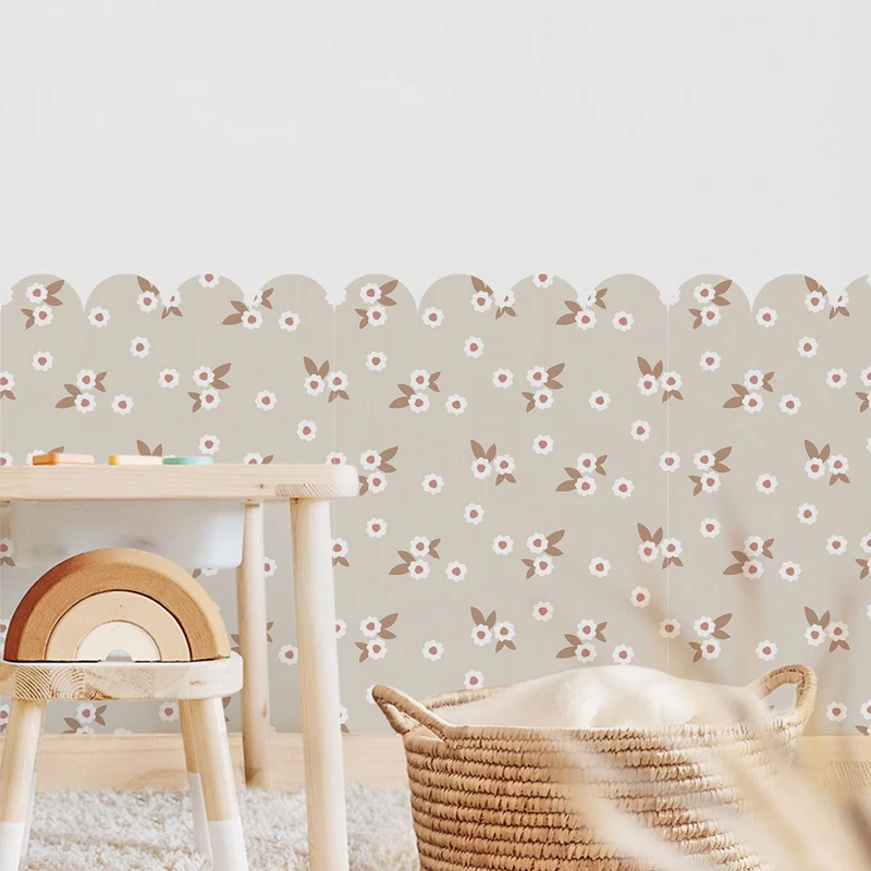 Sticker Scallop Beige Floral - More Sizes Available