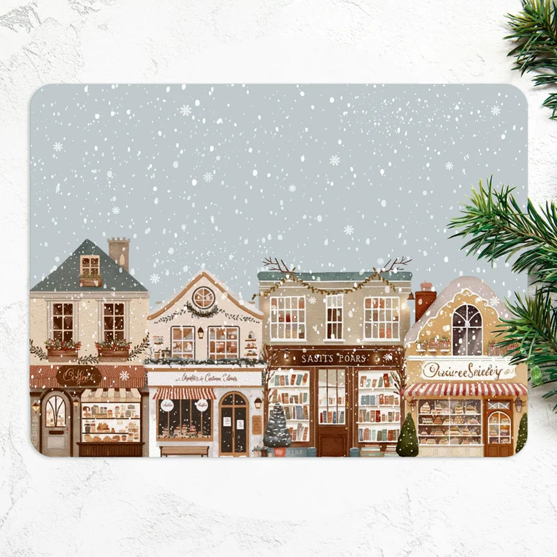 Set de table de Noël Village enneigé