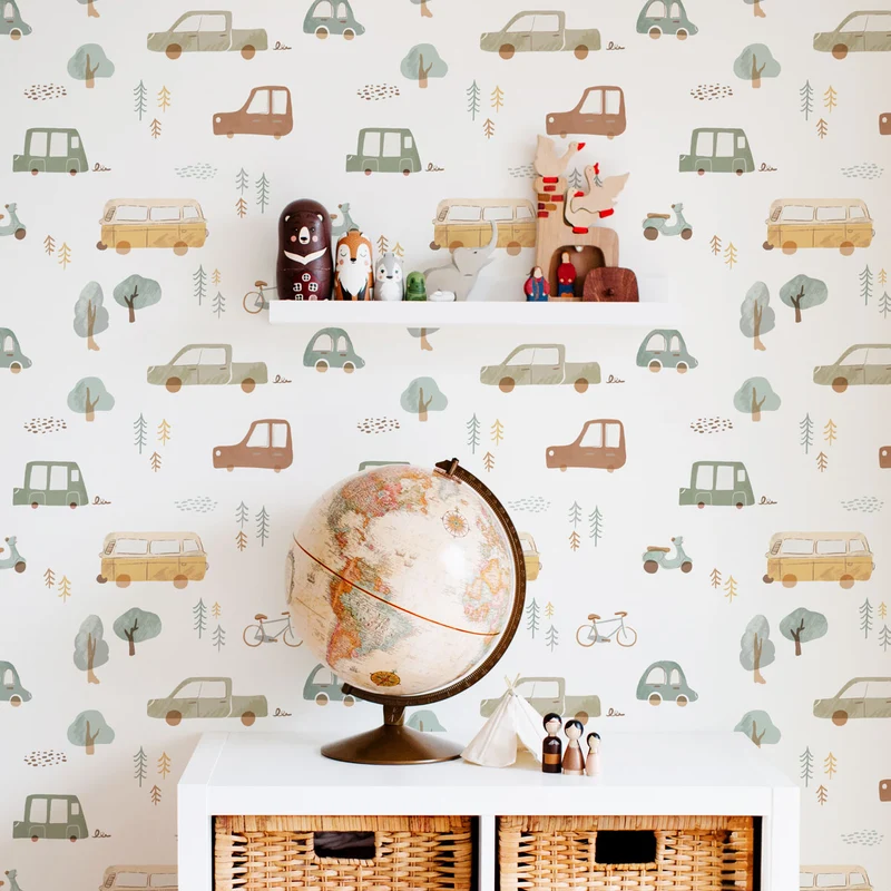 Vinyl adhesive wallpaper roadtrip multicolor 50x300 cm-Decochic