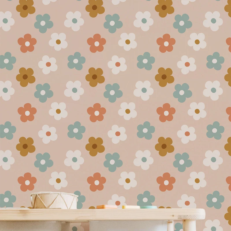 Papel pintado adhesivo vinílico margaritas multicolor 50x300 cm - Decochic