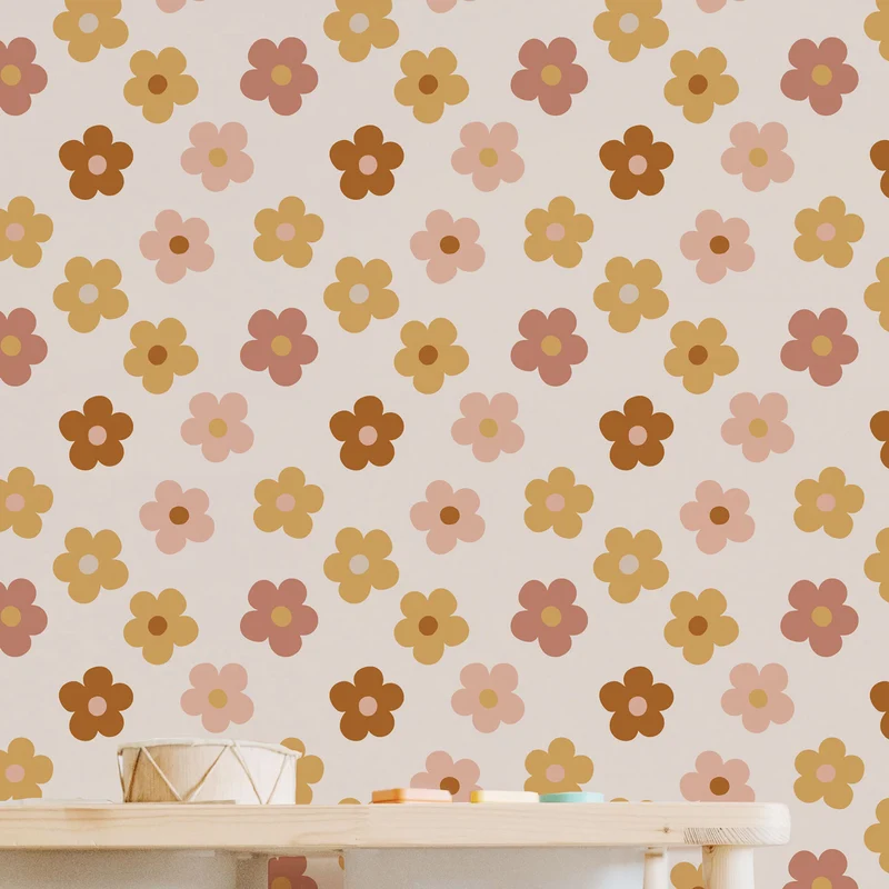 Papel Pintado Vinilo Adhesivo Groovy Daisy Multicolor 50x300 cm - Decochic