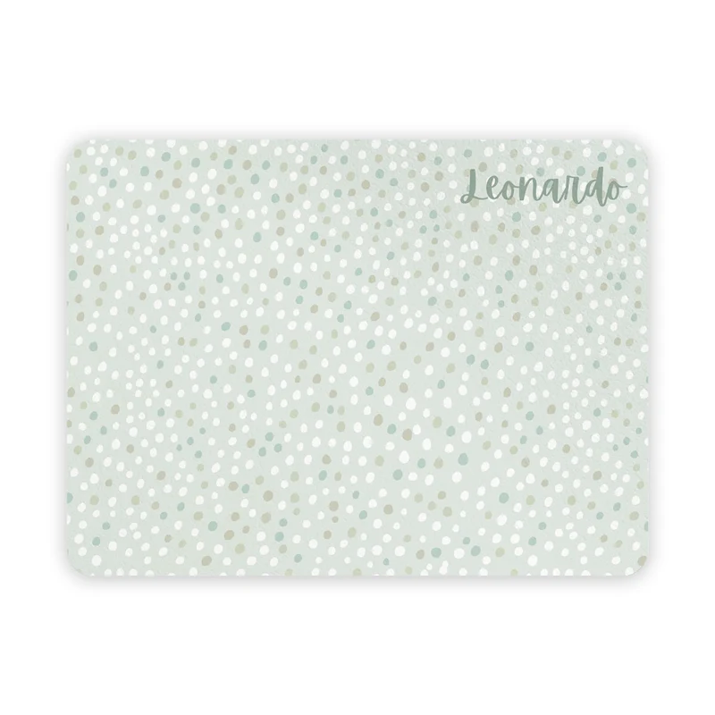 Manteles Individuales Infantiles Lunares Verdes - Nombre Personalizable
