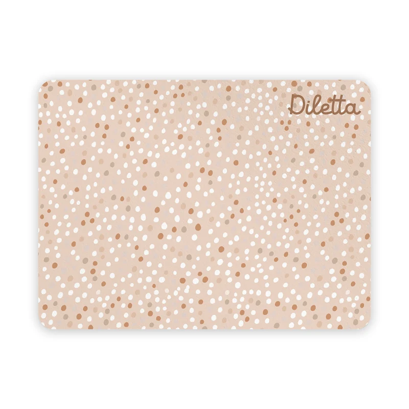 Manteles Individuales Infantiles Lunares Marrón - Nombre Personalizable