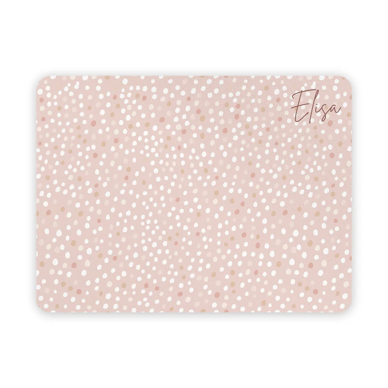 Manteles Individuales Infantiles Lunares Rosas - Nombre Personalizable