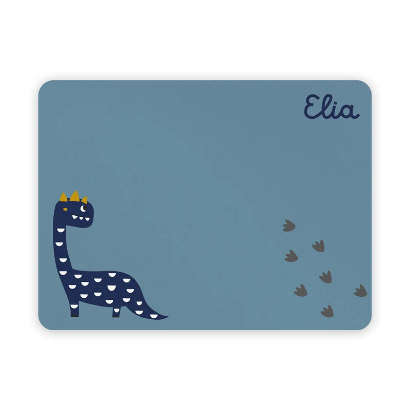Blue and Mustard Dinosaurs Children's Placemat - Customizable Name