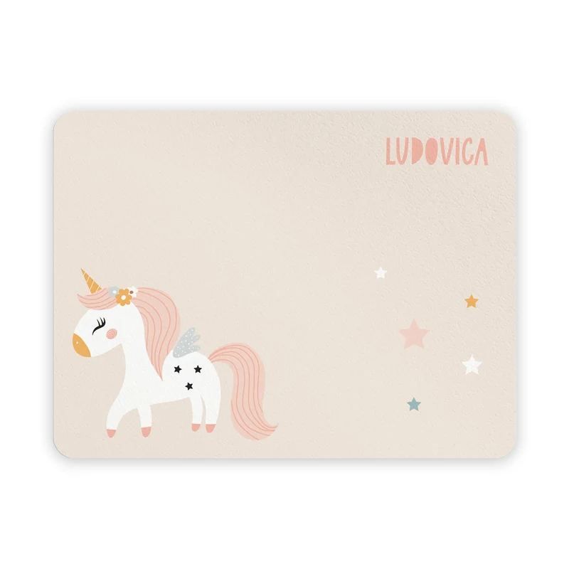 Mantel Individual Unicornios Caramelo para Niña - Nombre Personalizable