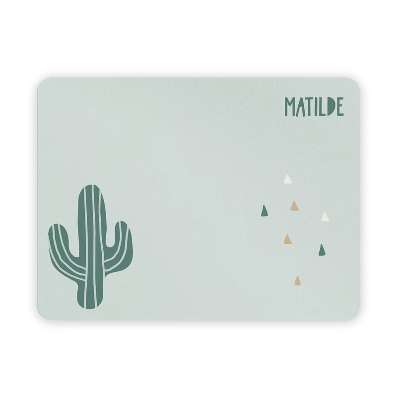 Mantel Individual Desayuno Infantil Cactus Verde - Nombre Personalizable