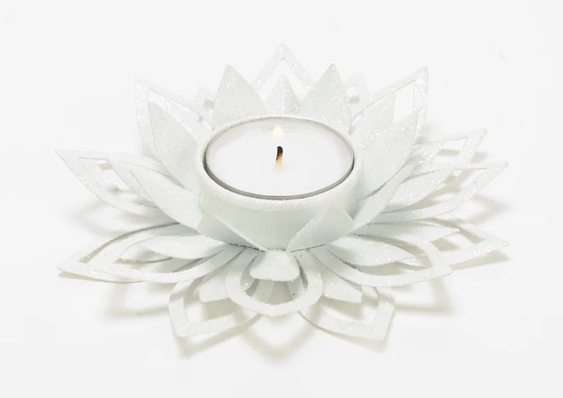 Photophore nénuphar ajouré blanc - Amadeus