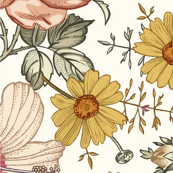 50x289 cm Vinyl Vintage Flowers