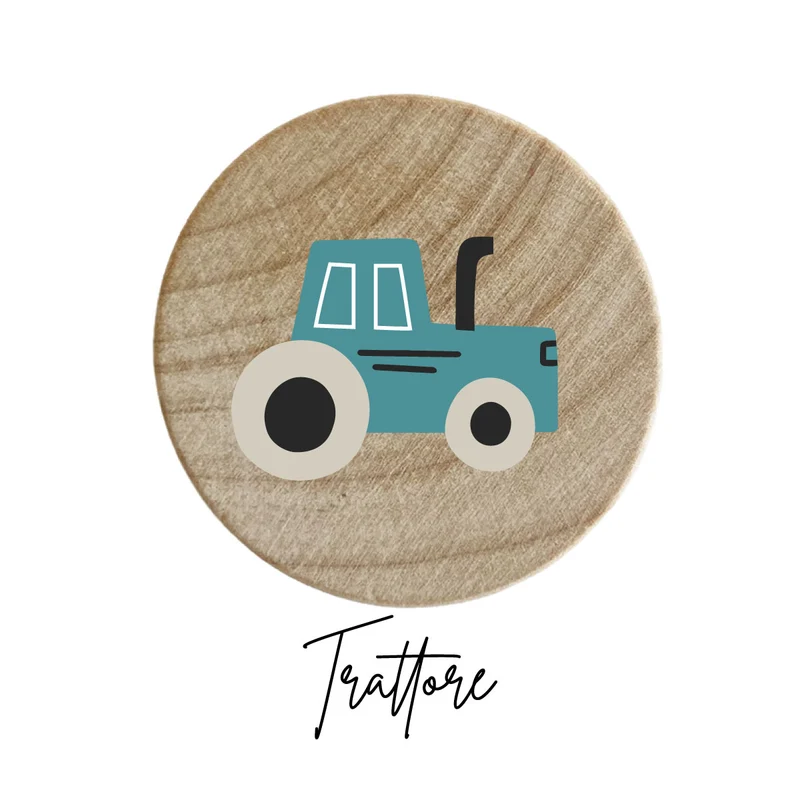 Wooden Knob with Embossed Car Design - More Designs Available