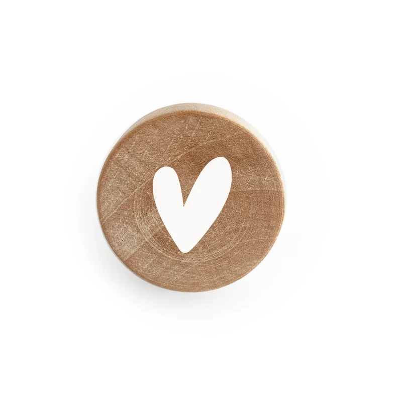 Wooden Door Knob with Embossed Little Hearts Design - Multiple Colors Available