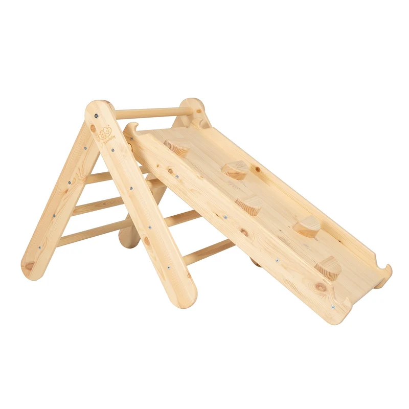 Pikler Triangle with MeowBaby Wooden Slide