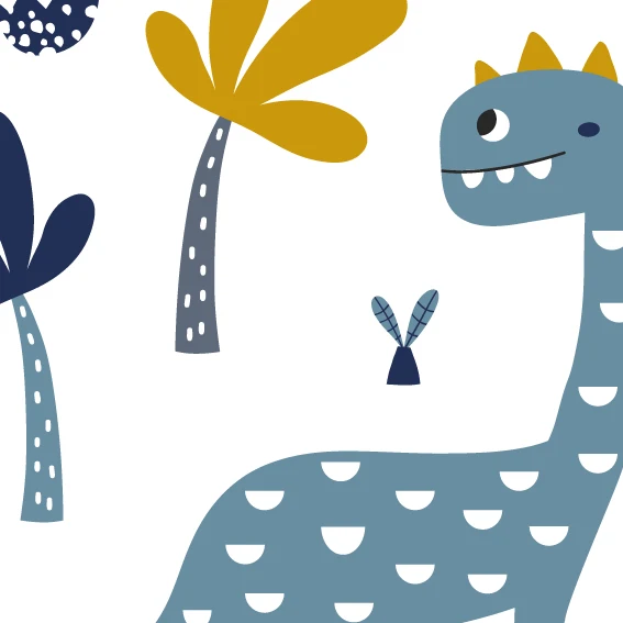 50x210 cm Vinilo Azul y Mostaza Dinosaurios