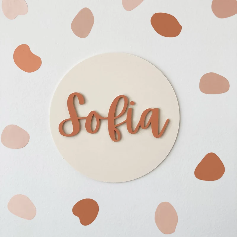 Round Acrylic Name - Cozy - Multiple Colors Available