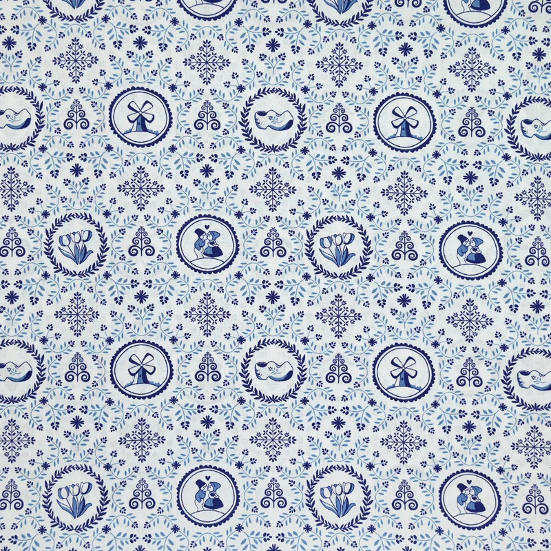 Coton imprimé sabot et tulipe fond blanc
