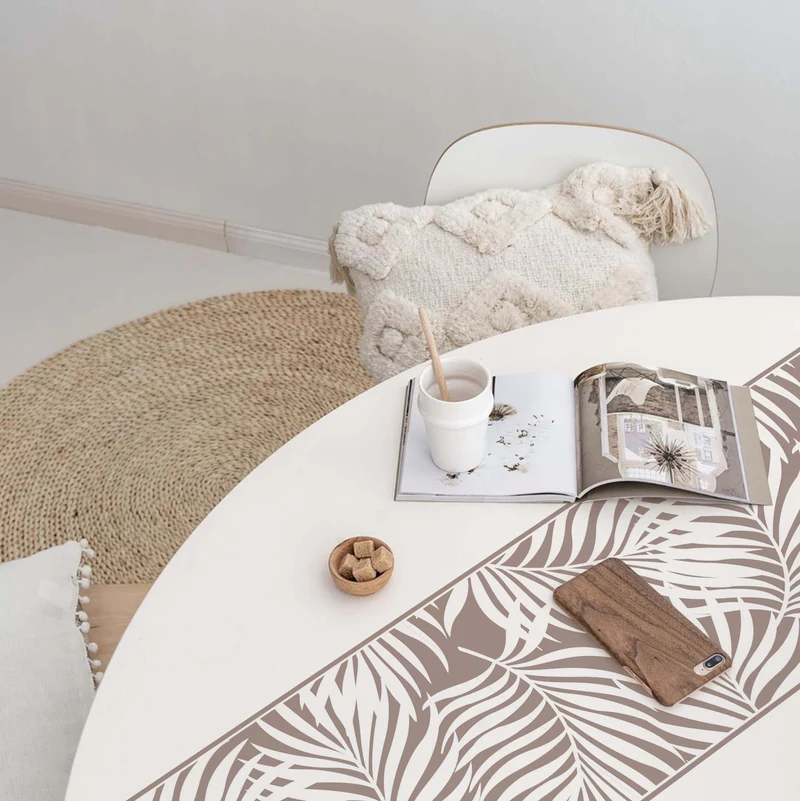 Chemin de table en vinyle Feuilles tropicales - Plus de couleurs disponibles