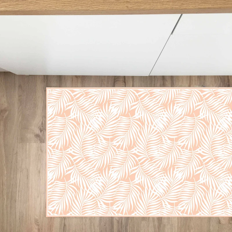 Vinyl Rug Tropical Leaves Peach 100x150