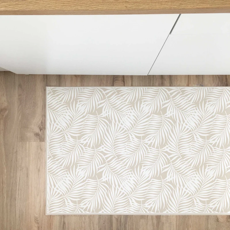 Vinyl Carpet 100x200 Ecru Tropical Leaves