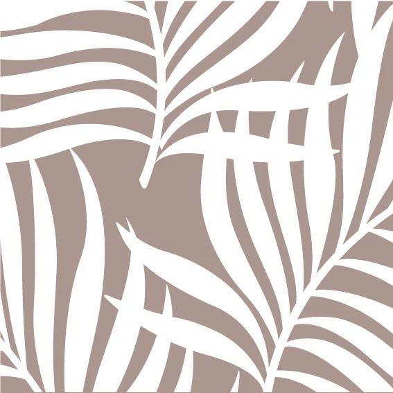 50x99 Vinyle Feuilles Tropicales Taupe